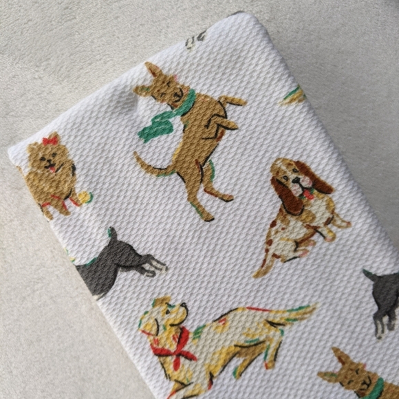 Boston Terrier Various Breed Dog Print Kitchen Towel Set Of Two White Multi NWT - Picture 2 of 14